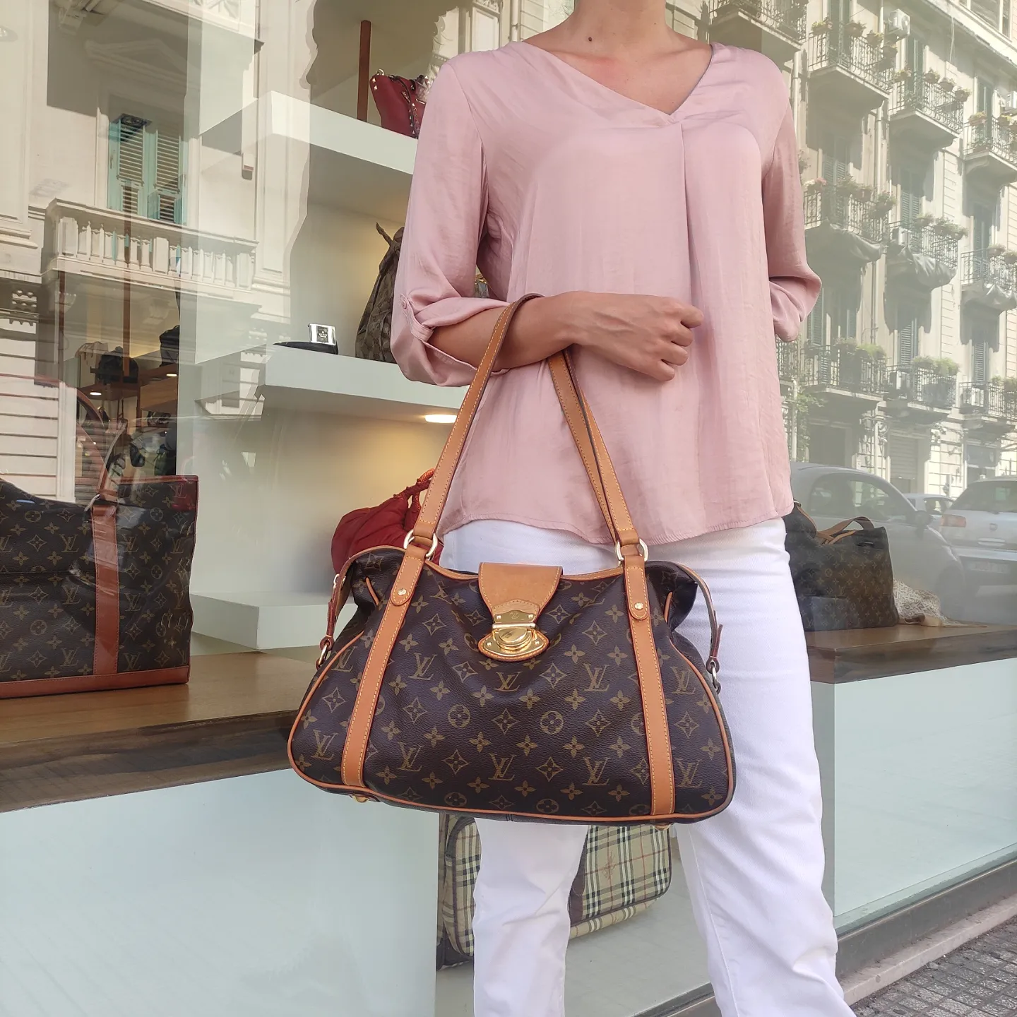 Louis Vuitton stresa GM mono authentic, Fesyen Wanita, Tas